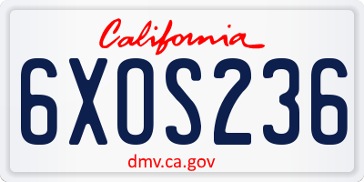 CA license plate 6XOS236