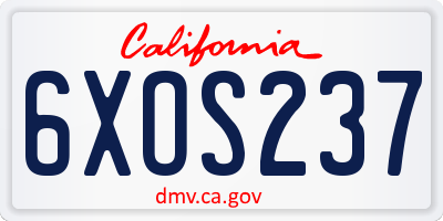 CA license plate 6XOS237
