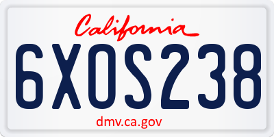 CA license plate 6XOS238