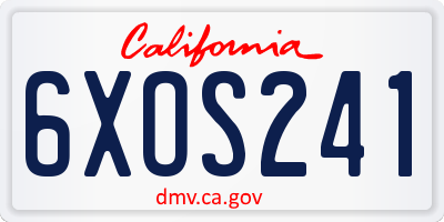 CA license plate 6XOS241