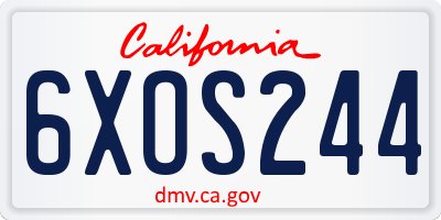 CA license plate 6XOS244