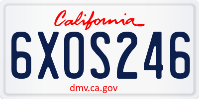 CA license plate 6XOS246