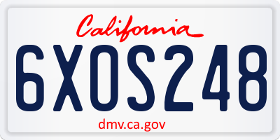 CA license plate 6XOS248