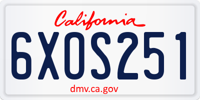 CA license plate 6XOS251
