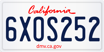 CA license plate 6XOS252