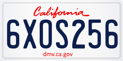 CA license plate 6XOS256