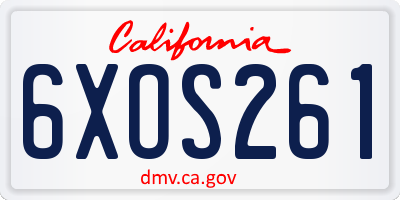 CA license plate 6XOS261