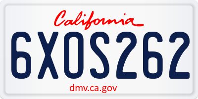CA license plate 6XOS262