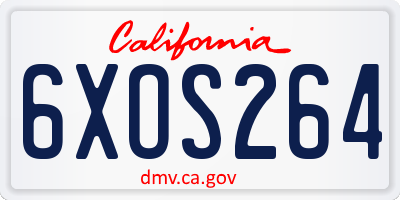 CA license plate 6XOS264