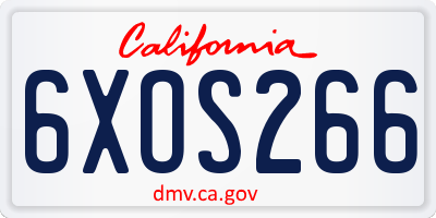 CA license plate 6XOS266