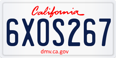 CA license plate 6XOS267