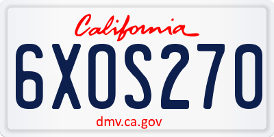 CA license plate 6XOS270