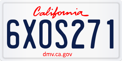 CA license plate 6XOS271