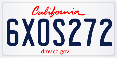 CA license plate 6XOS272