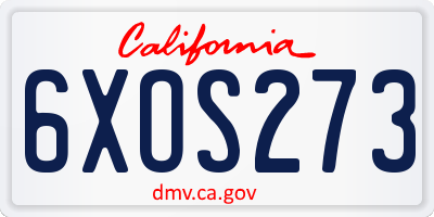 CA license plate 6XOS273