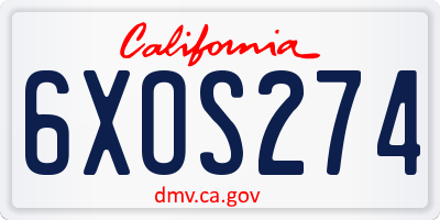CA license plate 6XOS274