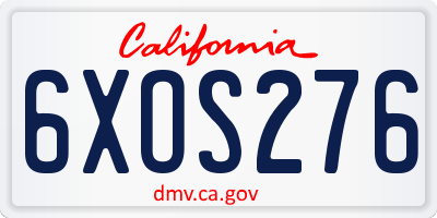 CA license plate 6XOS276
