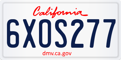 CA license plate 6XOS277