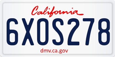 CA license plate 6XOS278