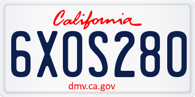 CA license plate 6XOS280