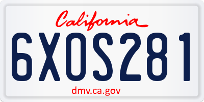 CA license plate 6XOS281