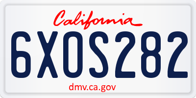 CA license plate 6XOS282
