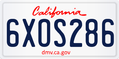 CA license plate 6XOS286