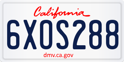 CA license plate 6XOS288