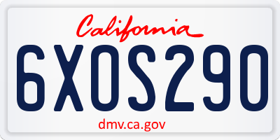 CA license plate 6XOS290