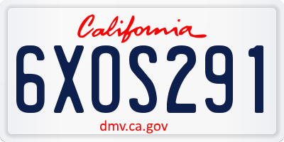 CA license plate 6XOS291