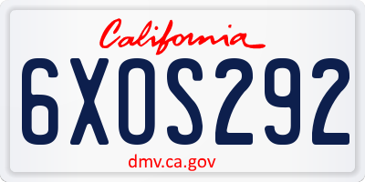CA license plate 6XOS292