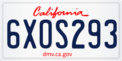 CA license plate 6XOS293