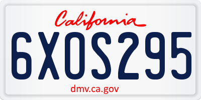 CA license plate 6XOS295