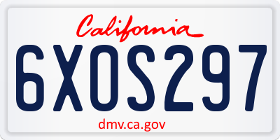 CA license plate 6XOS297