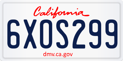 CA license plate 6XOS299