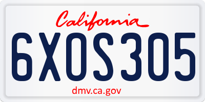 CA license plate 6XOS305