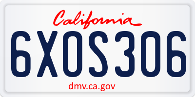 CA license plate 6XOS306
