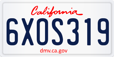 CA license plate 6XOS319