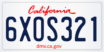 CA license plate 6XOS321