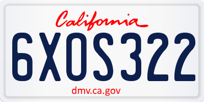 CA license plate 6XOS322
