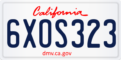 CA license plate 6XOS323