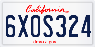 CA license plate 6XOS324
