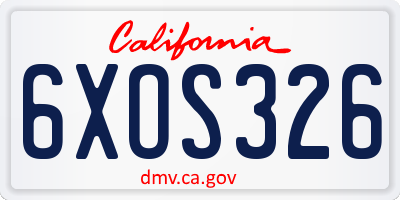 CA license plate 6XOS326