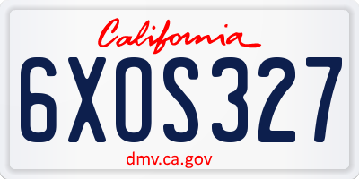 CA license plate 6XOS327