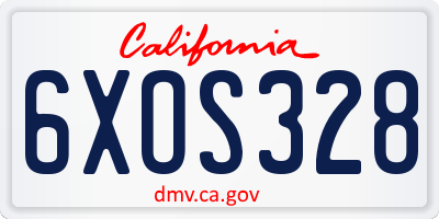 CA license plate 6XOS328