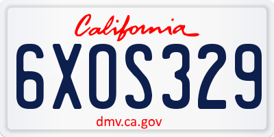 CA license plate 6XOS329