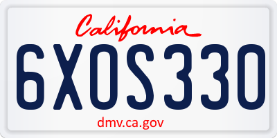 CA license plate 6XOS330