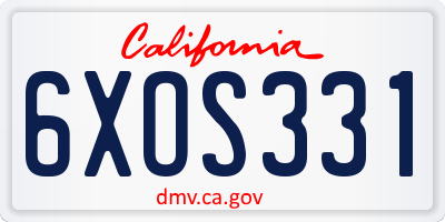 CA license plate 6XOS331