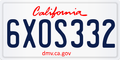 CA license plate 6XOS332