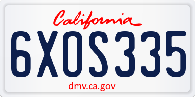 CA license plate 6XOS335